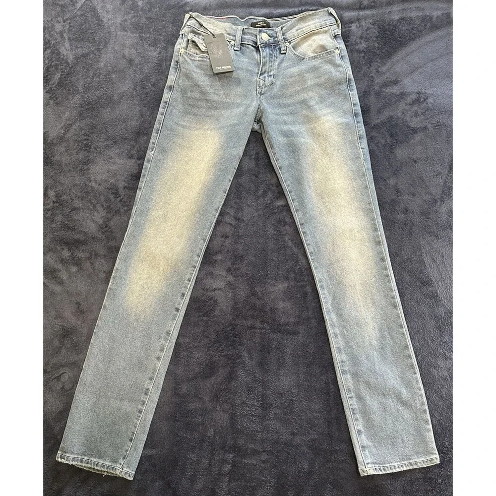 True Religion Ricky SN Flap Straight Fit Jeans Blue Men's 28x34 NWT